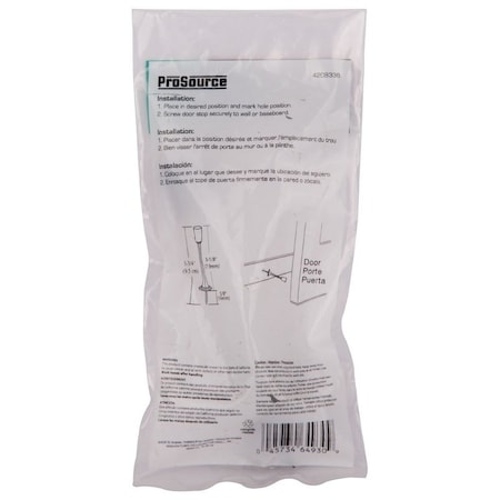 Prosource Heavy-Duty Rigid Door Stop, 3-1/8 in Dia Base, 3-1/8 in Projection, Die-Cast Zinc & Plastic H20-Z021-PS