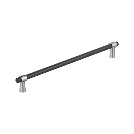 Amerock Mergence 12-5/8 inch 320mm Center-to-Center Matte Black/Polished Nickel Cabinet Pull BP36983FBPN
