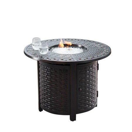 Convenience Concepts 34 in. Aluminum Outdoor Round Propane Fire Table, Antique Copper HI2479245