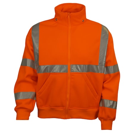 Reflective Apparel ANSI Type R Class 3 Sweatshirt with Removable Hood, Systems Gear 602ST-OR-LG