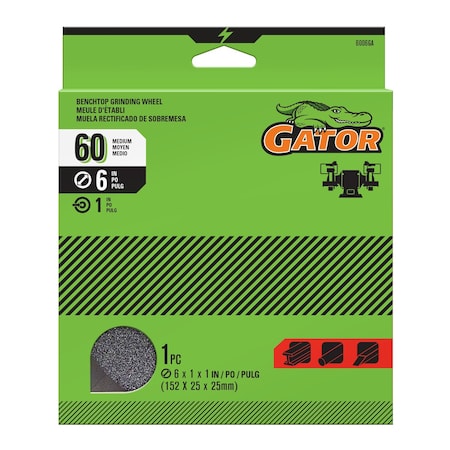Gator Finishing 6 x 1 x 1 in. Benchtop Grinding Wheel, 60 Grit, Medium 6006GA