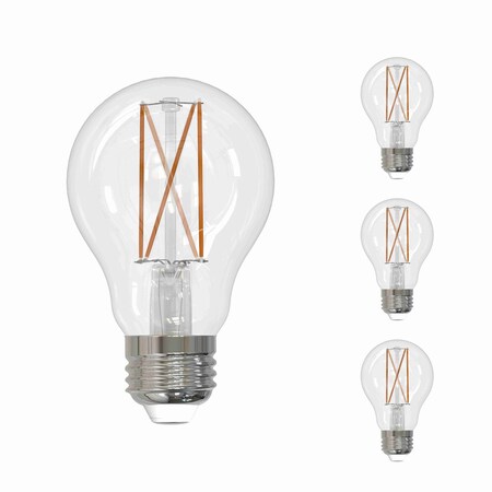 Bulbrite LED Filament, 8.5 Watt Dimmable A19 Light Bulb, Clear Glass Finish, E26 Base, 5000K, 800 Lumens, 4PK 862071