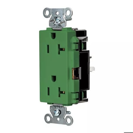 Hubbell Wiring Device-Kellems Straight Blade Receptacle, 5-20R, 20 A, 125V AC, 2 Pole, 3 Wire, Surface Mount, Grounded HBL2162STGN