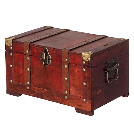 Vintiquewise Small Wooden Storage Box and Decorative Trunk Ideal for Home Decor, Treasure Box, and Storage QI003001