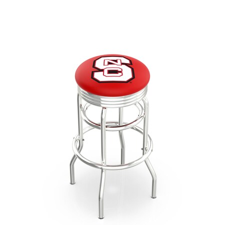 Holland Bar Stool Co 30" Chrome 2-Ring North Carolina State Swivel Bar Stool, Accent Ring L7C3C30NCarSt