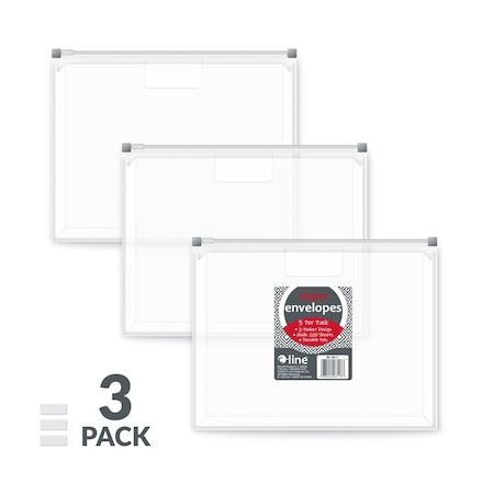 C-Line Products 8-1/2" x 11" Clear Zip 'N Go Reusable Poly Envelope with Outer Pocket, 3/PK, 8PK/BX, 2BX/CT 48117-BX