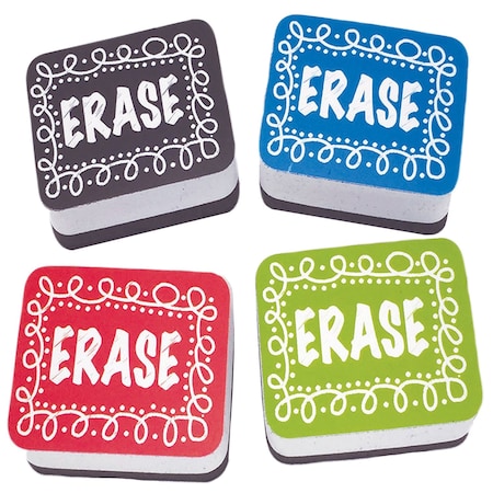 Ashley Productions Non-Magnetic Mini Whiteboard Erasers, Chalk Loop, 10PK 78002