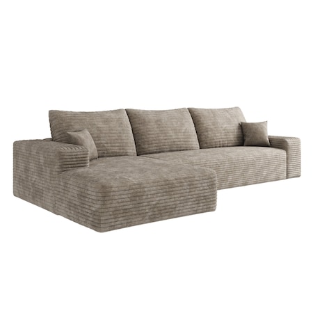 Homeroots 107" Camel Corduroy Modular Compression Foam Sofa With Toss Pillows 712963