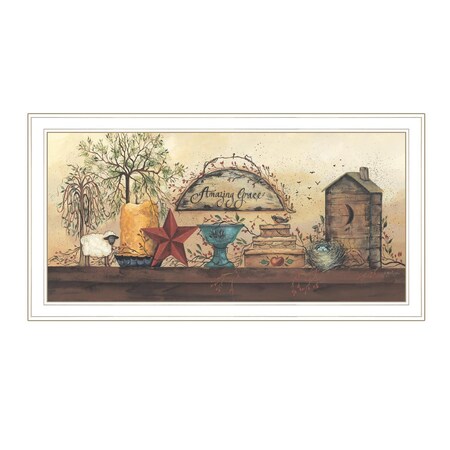 Homeroots Amazing Grace Shelf 1 White Framed Print Wall Art 406490
