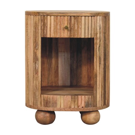 Homeroots 23" Natural Solid Wood Oval Ribbed Texture One Drawer Nightstand 651616