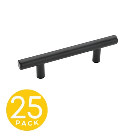 Sapphire T-Bar Style 3 in. (76 mm) CTC Modern Matte Black Cabinet Hardware Handle/Pull, 25PK SP-HW3-MB-M-25
