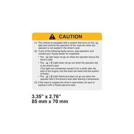Toyota REPLACEMENT DECAL, CAUTION 57833-26600-71