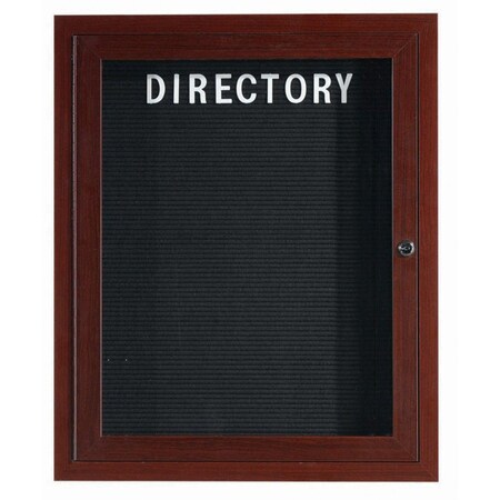 Aarco Enclosed Letter Board Directory w/ Aluminum Walnut Wood Look Finish Frame, 36''Wx30''H, 1 Door Unit ADCWW3630R