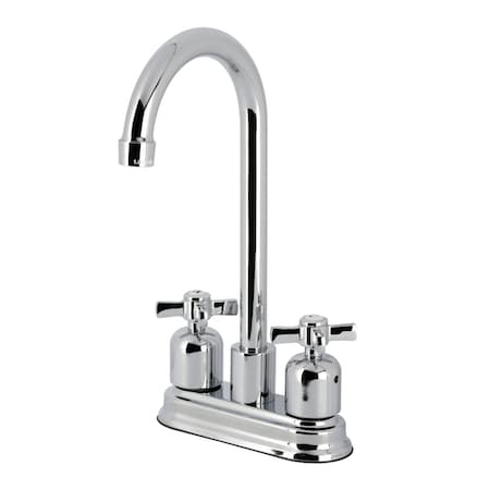 Kingston Brass Double-Handle 4" Centerset High-Arc Bar Faucet, Polished Chrome FB8491ZX