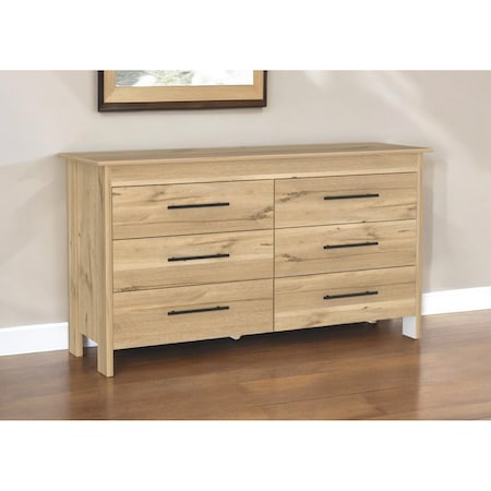Homeroots 59" Natural Six Drawer Double Dresser 544017