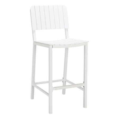 Homeroots 30" White Aluminum Outdoor Bar Height Chair 668810