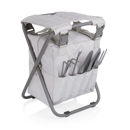 Picnic Time Family Of Brands Gardener 2.0 Folding Seat with Tools, Fog Gray 544-93-105-000-0