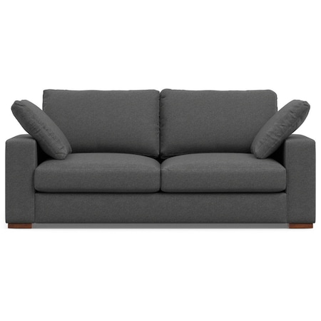 Homeroots 78" Gray Fabric Sofa With Brown Legs 640997