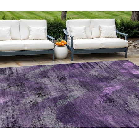 Homeroots 9' X 12' Purple Lavender And Gray Abstract Washable Indoor Outdoor Area Rug 587150