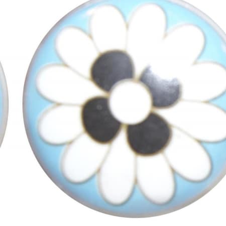 Homeroots Set of Eight Blue White And Black Floral Ceramic Drawer Pull Knobs, 8PK 321652