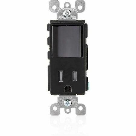 Leviton Decora Tamper Resistant Combination Switch, 15 Amp, 120 Volt, Black T5625-E