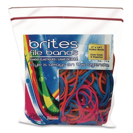 Alliance Rubber Brites File Bands, Blue/Orange/Pink, 50PK 07800
