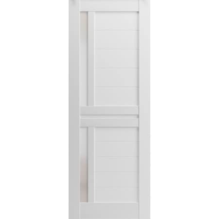 Sartodoors Slab Barn Door Panel 32 x 80in, Veregio 7288 White Silk W/ Frosted Glass, Pocket Closet Sliding VEREGIO7288S-WS-32