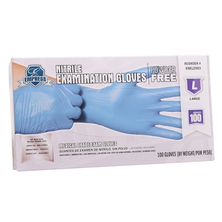 Empress Exam Grade Nitrile Glove Blue Powder Free Large, 1000PK ENEL2003