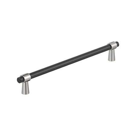 Amerock Mergence 10-1/16 inch 256mm Center-to-Center Matte Black/Polished Chrome Cabinet Pull BP36981FB26
