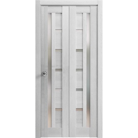 Sartodoors Sliding Closet Bi-fold Doors Grey Solid Core Modern Interior QUADRO4088BF-OAK-60 x 80 (2* 30x80)