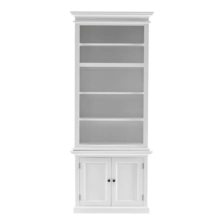 Homeroots White Solid Wood Adjustable Four Tier Bookcase 397126