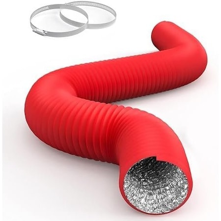 Ipower HealSmart 4 Inch 8 FT Flexible Aluminum Ducting, Red GLDUCT4X8CPVCRED