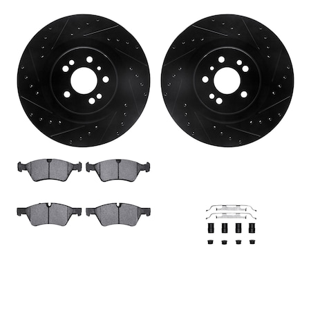 Dynamic Friction Co DFC Rotors-Drilled & Slotted-Black w/ EURO 5000 Ceramic Brake Pads Incl Hdw 8612-63082