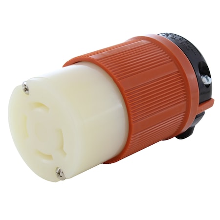 Ac Works Connector, NEMA L17-30R Female in Orange, 30A 600V 3-Phase Locking, Industrial Grade ASL1730R