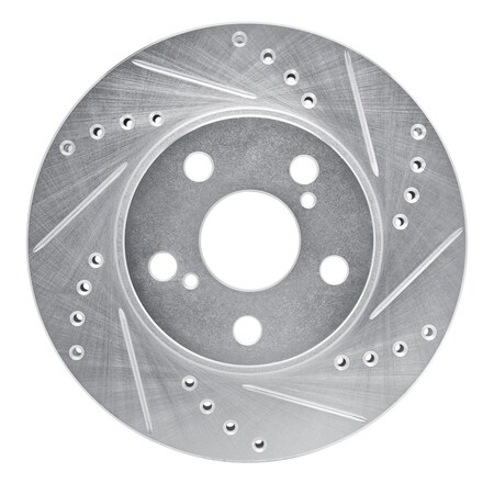 Dynamic Friction Co DFC Brake Rotor - Drilled and Slotted - Silver 631-76067R