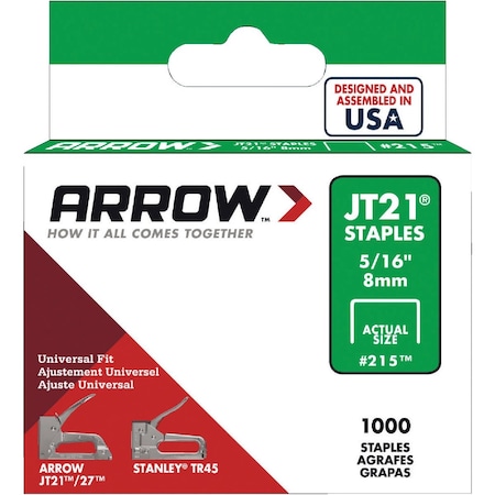 Arrow Lock JT21 Light Duty Staple 5/16 In., 1000PK 215