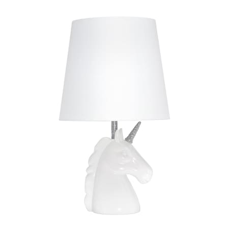 Homeroots 16" White And Silver Novelty Table Lamp With White Drum Shade 642943