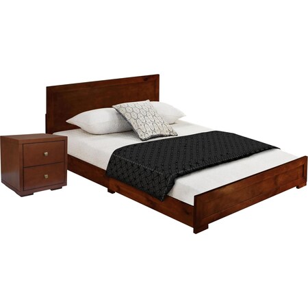 Homeroots Two Piece Brown Solid and Manufactured Wood Bedroom Set 569382