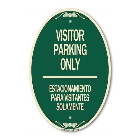 Signmission Bilingual Reserved Parking Sign Visitor Parki, 12 In X 18 In Architectural, Heavy Gauge Aluminum A-OV-G-1218-24301