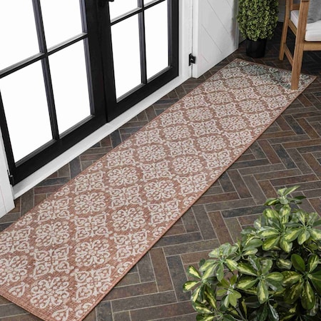 Jonathan Y Amora Traditional Mediterranean Tile Design Salmon/Cream 2 ft. x 8 ft. Indoor/Outdoor Runner Rug TSN206B-28