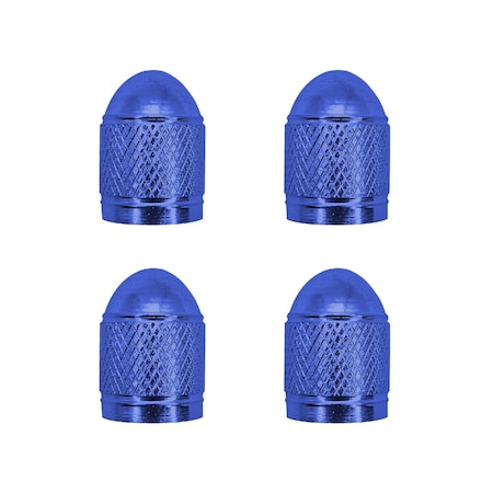 Tru-Flate VALVE STEM CAPS For Tire Valve DressUp Use With TPMS Valve Blue Aluminum Pack Of 4 Carded Pack 38-511