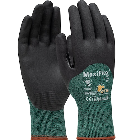 Atg Seamless Knit A2 Engineered Yarn Glove w/Premium Nitrile Coated MicroFoam Grip on Palm, Finger, 12PK 8548