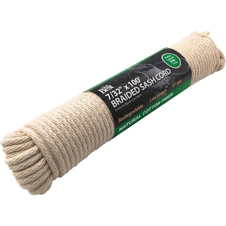 Do It Best 7/32'' x 100 Ft. White Solid Braided Cotton Sash Cord 218847