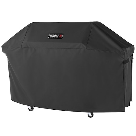 Weber Grill Cover, 44-1/2 in W, 25 in D, 65 in H, Polyester, Black 7758