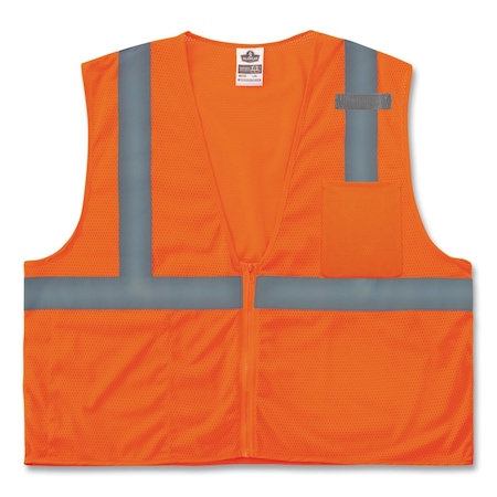 Ergodyne GloWear 8210Z Class 2 Economy Mesh Vest, Polyester, Orange, 4X-Large/5X-Large 21049