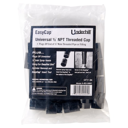 Underhill Easy Cap Used W/ tool to cap off spray head risers or other 1/2'' MPT nipples/risers 1/2'' FPT A-EO-05EC