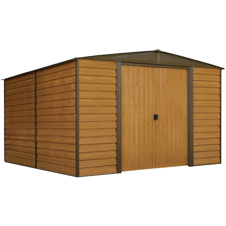 Arrow Woodridge 10 x 12 x 7 ft Woodgrain Steel Storage Shed WR1012