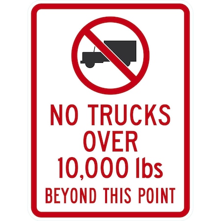 Lyle No Trucks Over 10,000 lbs Beyond This Point (w/Graphic), 18x24, Engineer Grade, White G-10116-EG_18x24
