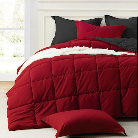 Wrightmaster 3-Set Reversible Ultra-Soft Microfiber Quilt with King Size, Black/Red ZRORSQHH3K
