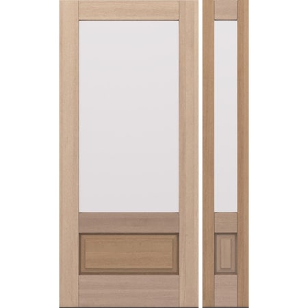 Doornmore G7501, 51.5" x 82" ( 36" Door + 12" Side) Right Hand, Mahogany 3/4 Lite Exterior Door G7501-SW-3680-G7501-SL_1-1_RI